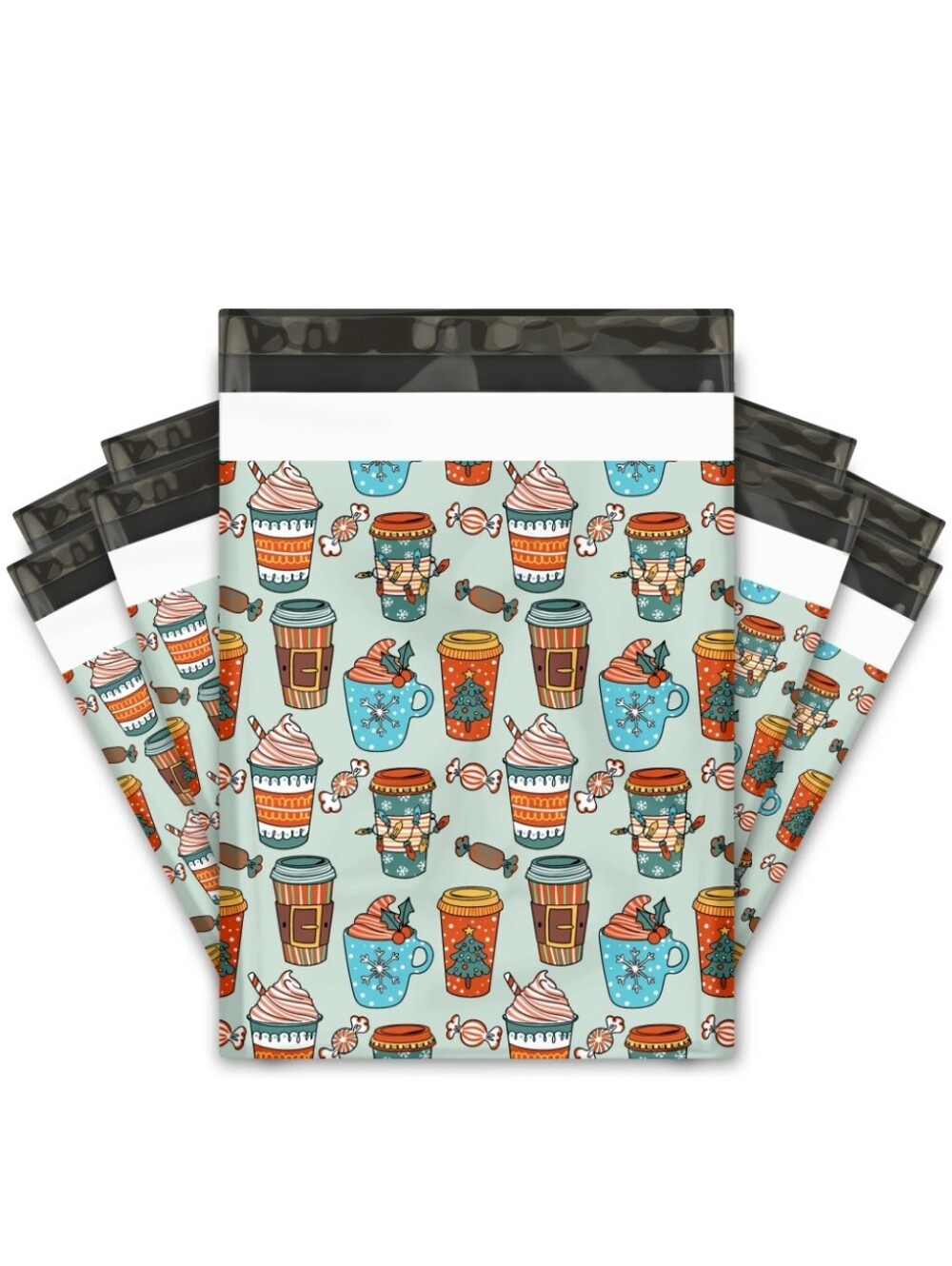 25ct 10x13 CHRISTMAS COFFEE POLY MAILERS